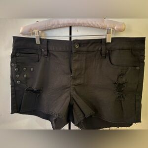Black Distressed Women Shorts